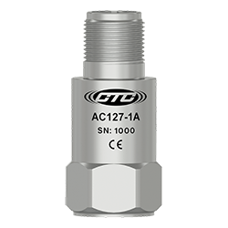 A render of a CTC AC127 standard size, top exit industrial accelerometer.